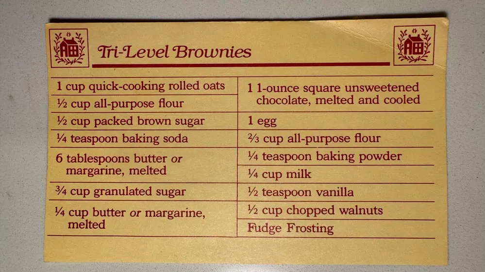 Tri-Level Brownies Recipe Front