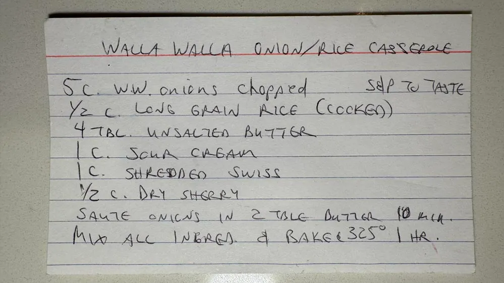 Walla Walla Onion Rice Casserole Recipe